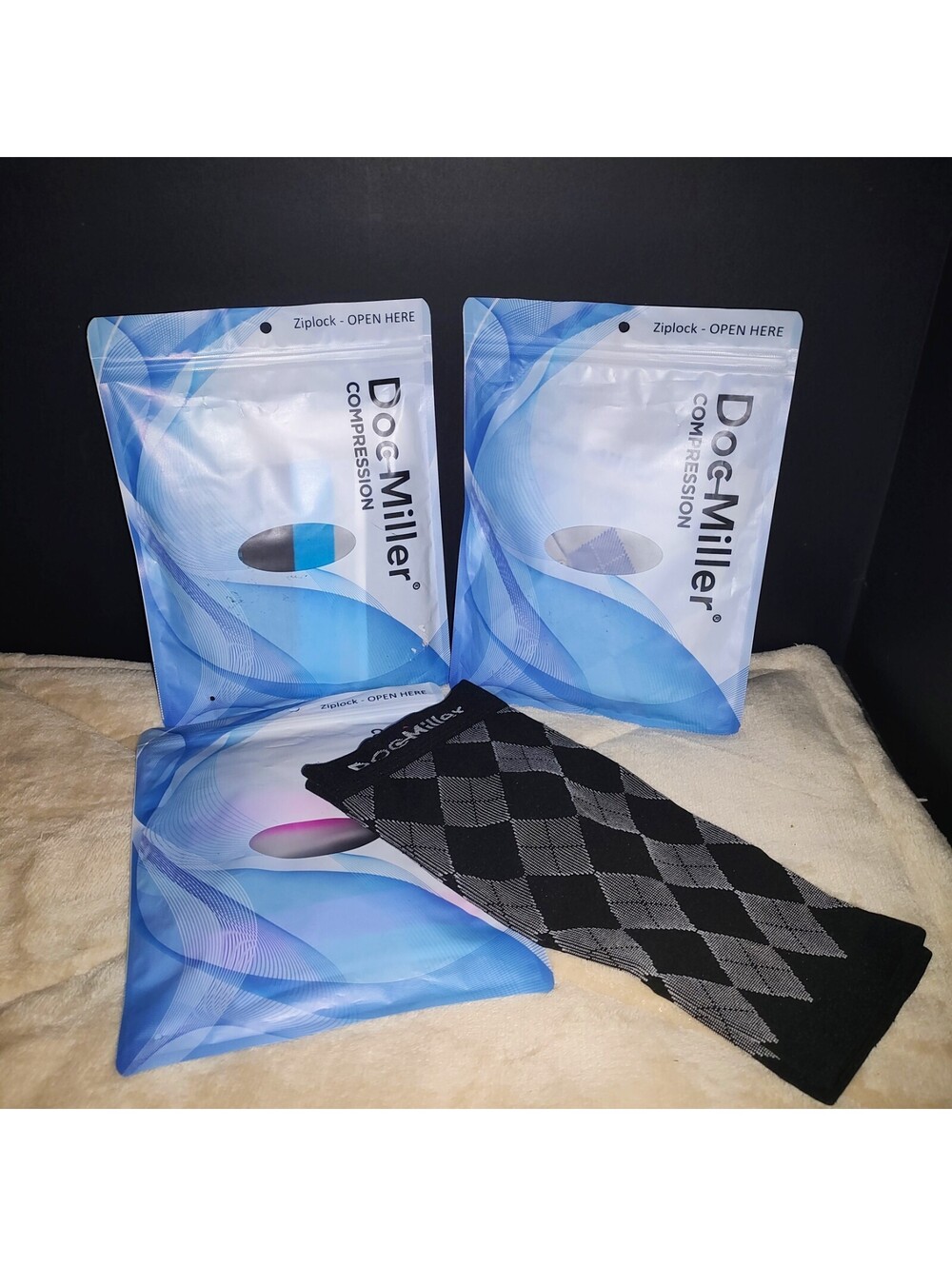 4 Pair Doc Miller Multi Color Print Calf Compression Sleeve 20-30 Sz Large - NIP